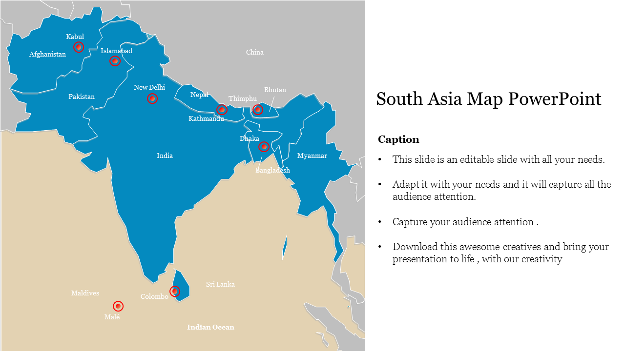 Use South Asia Map PowerPoint PPT Slides Presentation